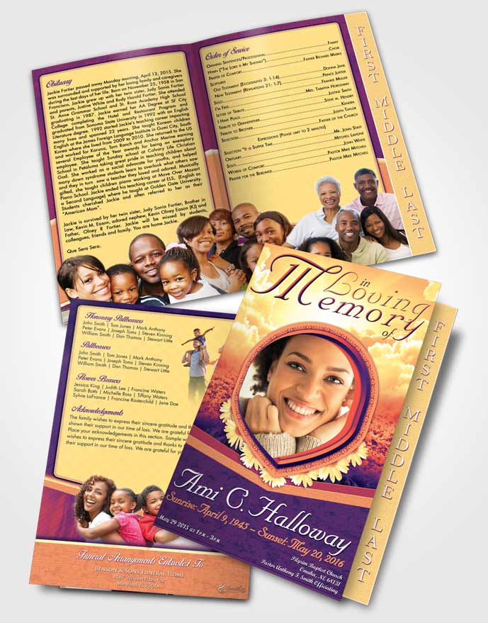 2 Page Graduated Step Fold Funeral Program Template Brochure Evening Splendor