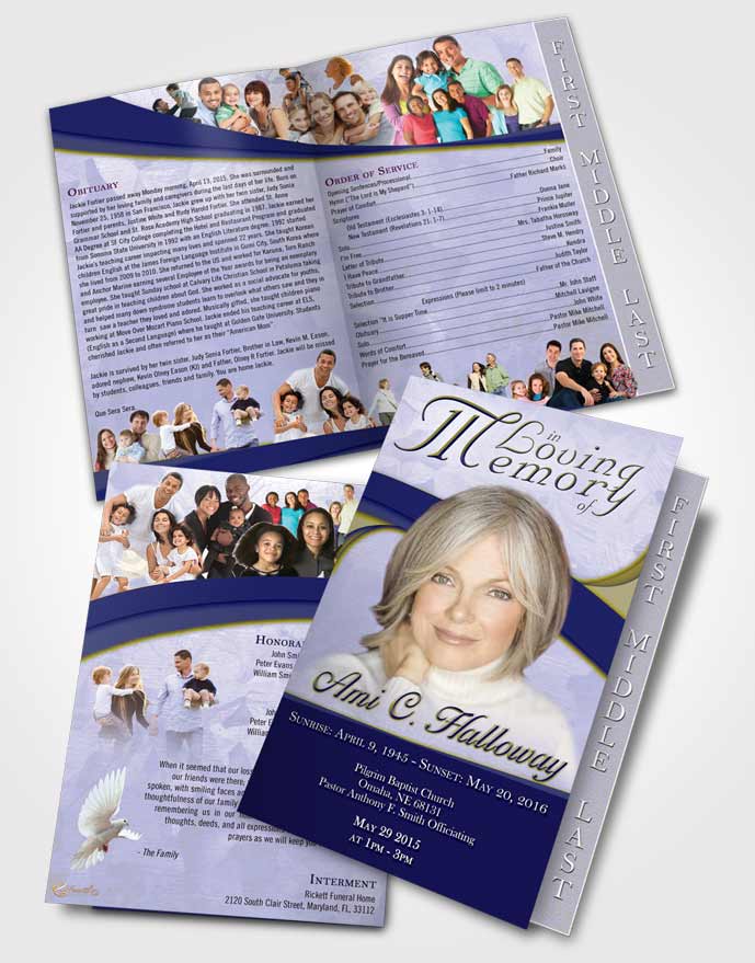 2 Page Graduated Step Fold Funeral Program Template Brochure Evening Wisdom