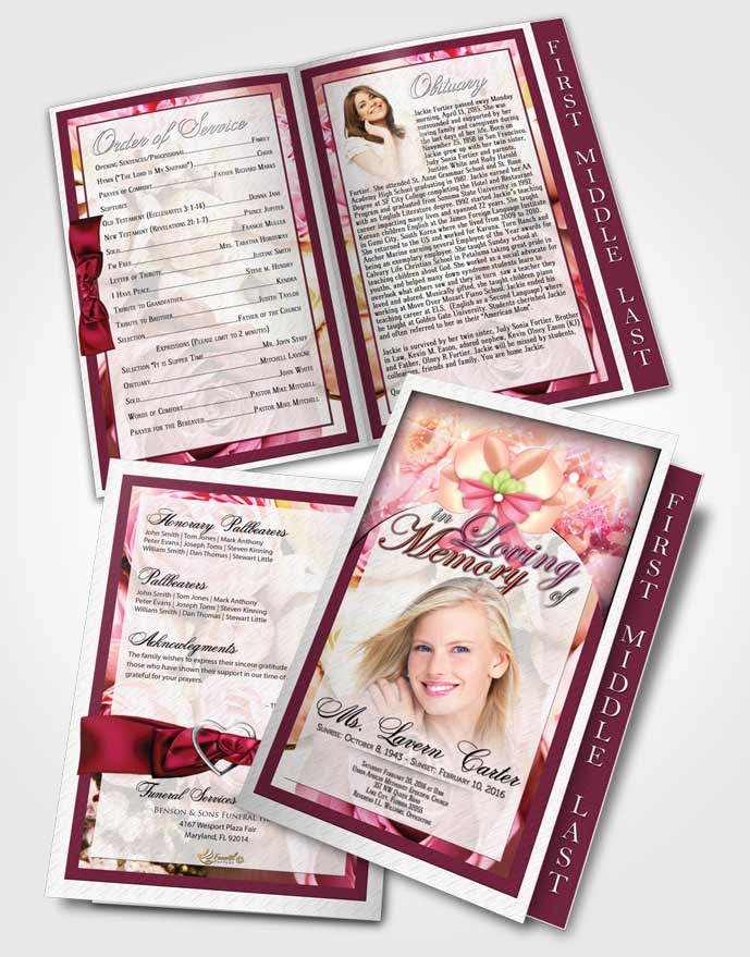 2 Page Graduated Step Fold Funeral Program Template Brochure Everlasting Petals in the Wind