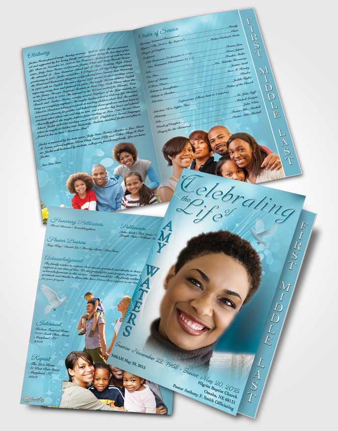 2 Page Graduated Step Fold Funeral Program Template Brochure Free Spirit Peaceful Ocean