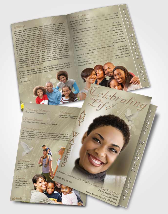 2 Page Graduated Step Fold Funeral Program Template Brochure Free Spirit Vintage Memories