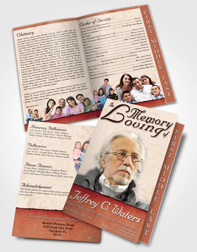 2 Page Graduated Step Fold Funeral Program Template Brochure Gentle Destiny