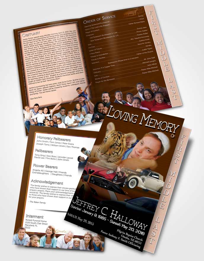 2 Page Graduated Step Fold Funeral Program Template Brochure Golden Breeze Car Enthusiast
