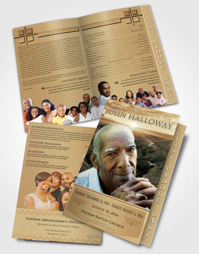 2 Page Graduated Step Fold Funeral Program Template Brochure Golden Canyon Escape