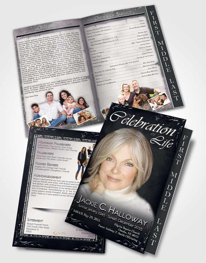 2 Page Graduated Step Fold Funeral Program Template Brochure Heavens Touch Deep Serenity