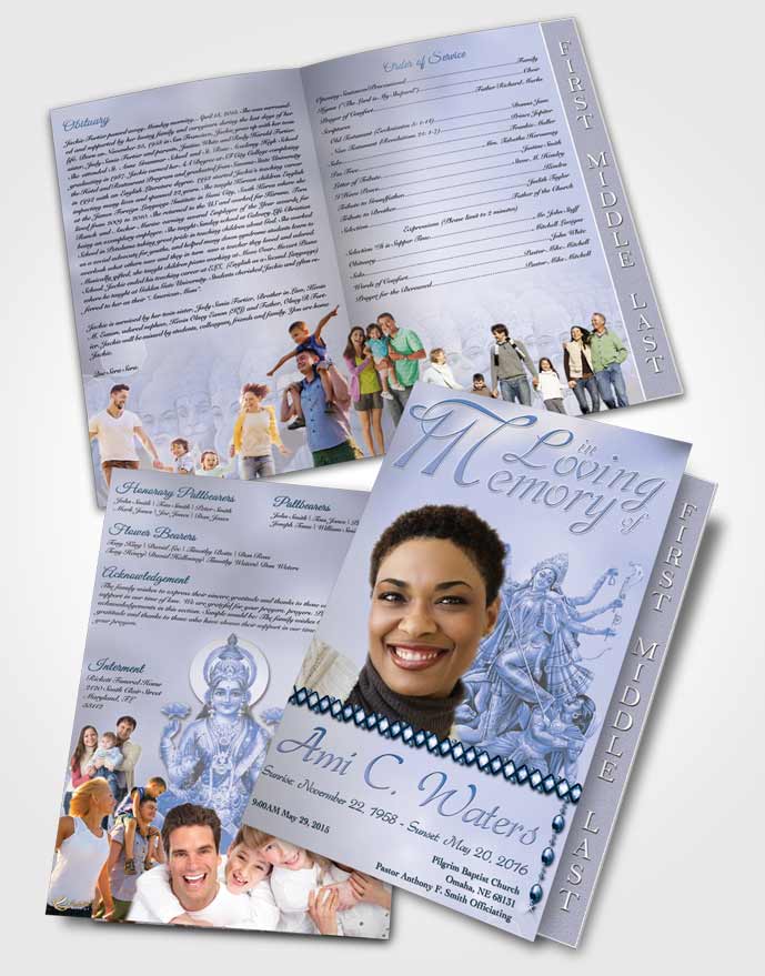 2 Page Graduated Step Fold Funeral Program Template Brochure Hindu Breeze Calm Ocean