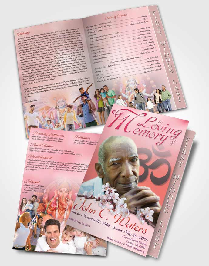 2 Page Graduated Step Fold Funeral Program Template Brochure Hindu Love Evening Peace
