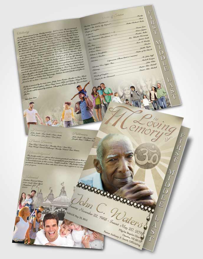2 Page Graduated Step Fold Funeral Program Template Brochure Hinduism Faith Autumn Sky