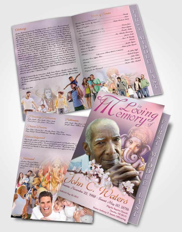 2 Page Graduated Step Fold Funeral Program Template Brochure Hinduism Glory Loving Escape