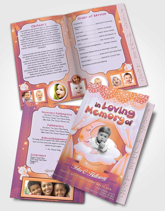2 Page Graduated Step Fold Funeral Program Template Brochure Honest Childrens Innocence
