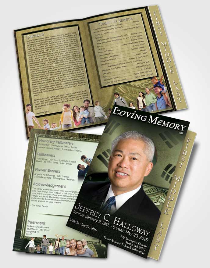 2 Page Graduated Step Fold Funeral Program Template Brochure Korean Emerald City