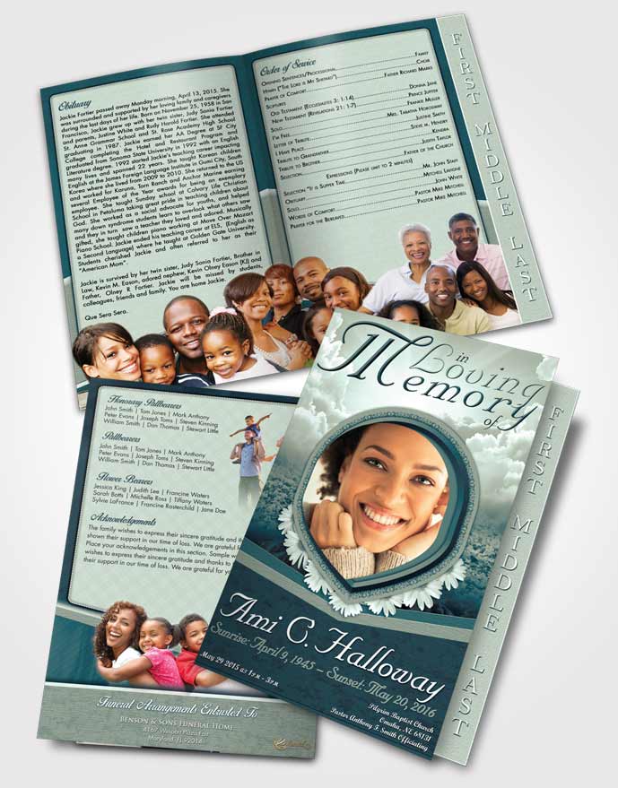 2 Page Graduated Step Fold Funeral Program Template Brochure Laughing Splendor