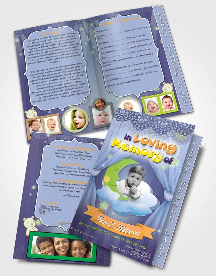 2 Page Graduated Step Fold Funeral Program Template Brochure Lavender Beauty Childrens Innocence