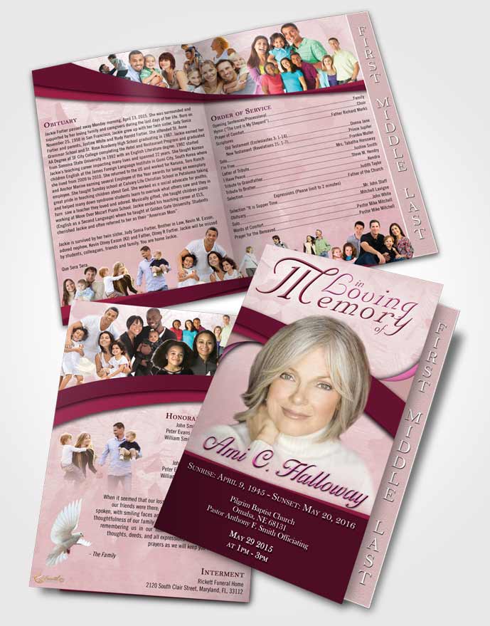 2 Page Graduated Step Fold Funeral Program Template Brochure Lavender Beauty Wisdom