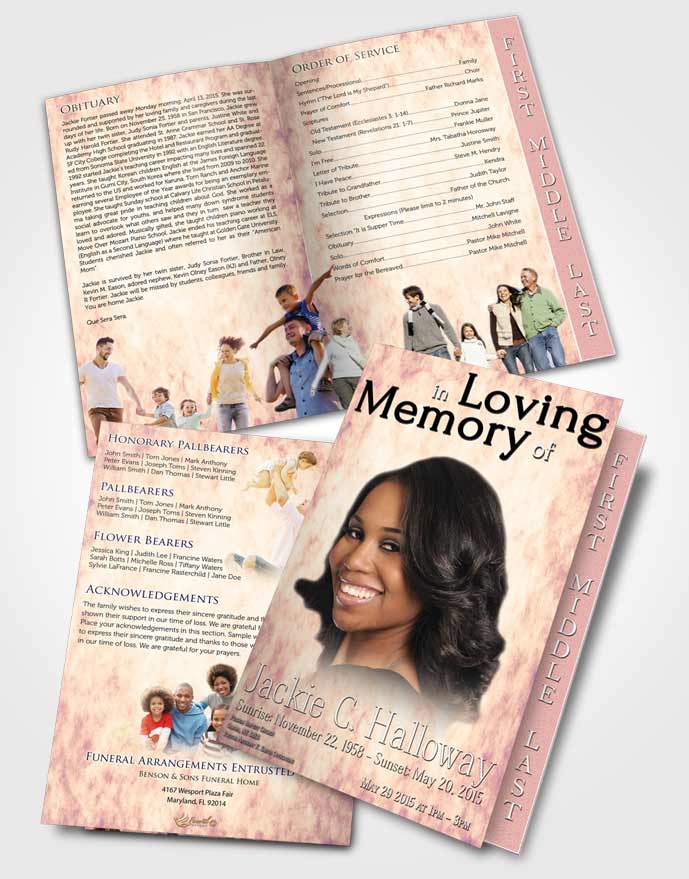 2 Page Graduated Step Fold Funeral Program Template Brochure Lavender Love Harmonics