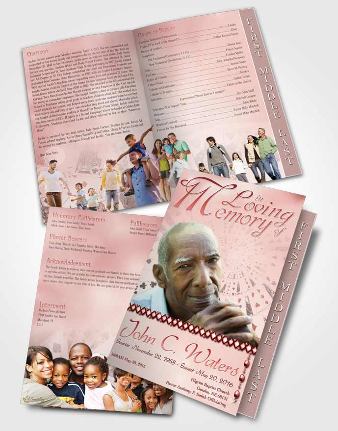 2 Page Graduated Step Fold Funeral Program Template Brochure Lets Play Ruby Cards
