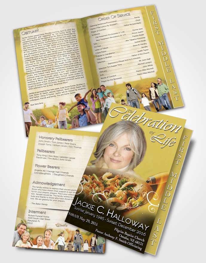 2 Page Graduated Step Fold Funeral Program Template Brochure Love of Golden Cooking