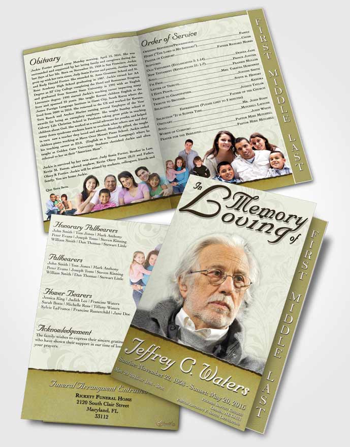2 Page Graduated Step Fold Funeral Program Template Brochure Loving Destiny