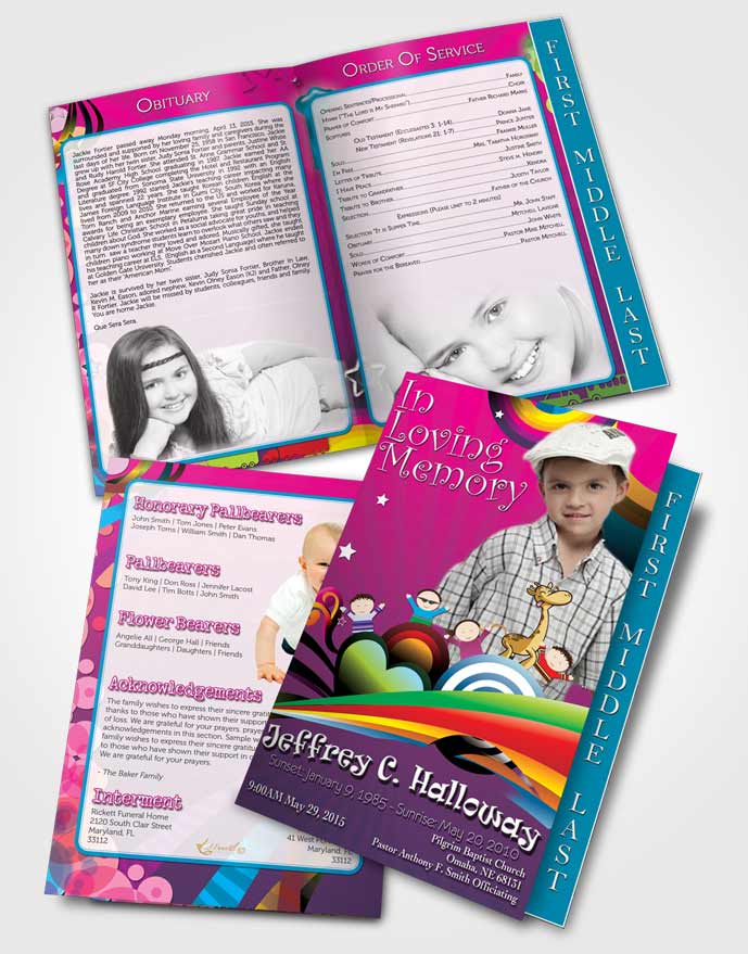 2 Page Graduated Step Fold Funeral Program Template Brochure Loving Embrace Childs Journey