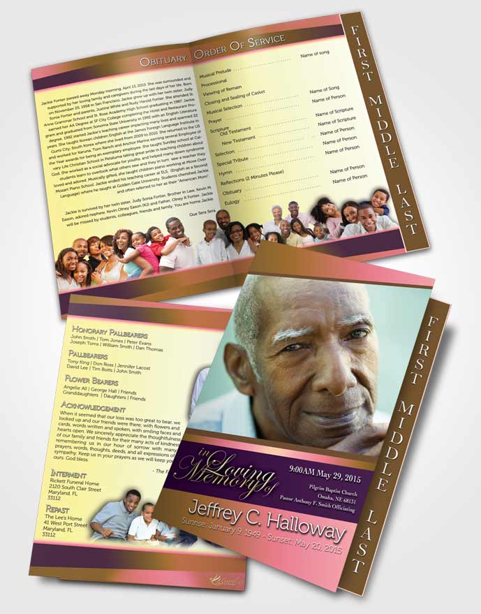 2 Page Graduated Step Fold Funeral Program Template Brochure Loving Mix Tranquility Light