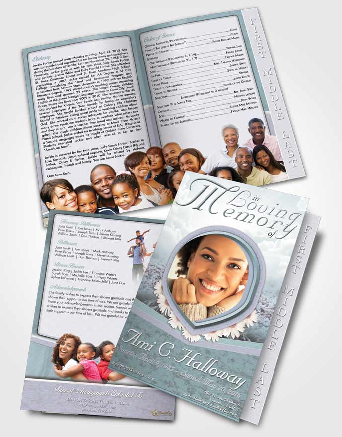 2 Page Graduated Step Fold Funeral Program Template Brochure Loving Splendor