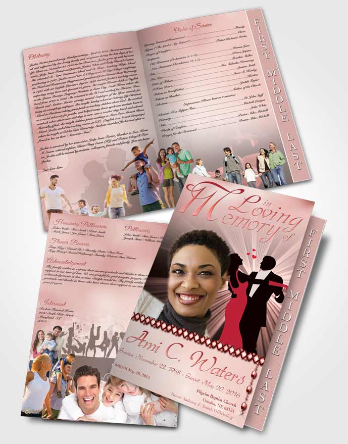 2 Page Graduated Step Fold Funeral Program Template Brochure Midnight Dancing Ruby Sunrise