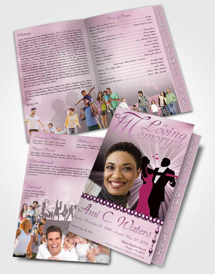 2 Page Graduated Step Fold Funeral Program Template Brochure Midnight Dancing Tenderness