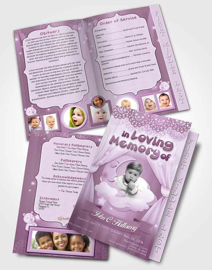 2 Page Graduated Step Fold Funeral Program Template Brochure Morning Childrens Innocence