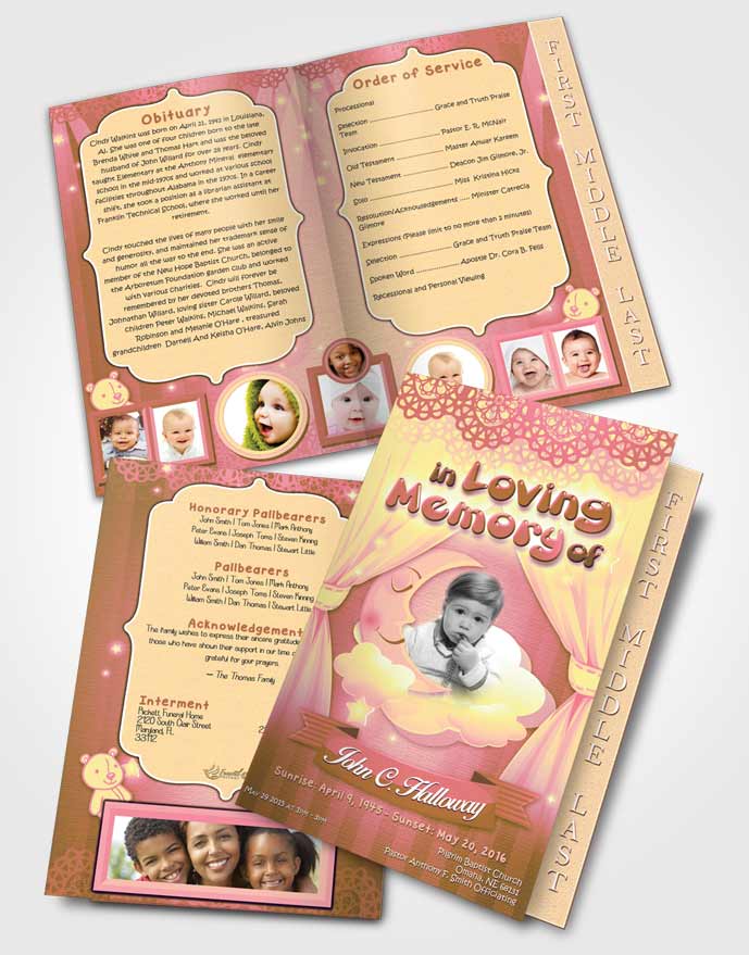 2 Page Graduated Step Fold Funeral Program Template Brochure Morning Lavender Childrens Innocence