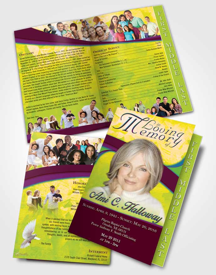 2 Page Graduated Step Fold Funeral Program Template Brochure Mystical Wisdom