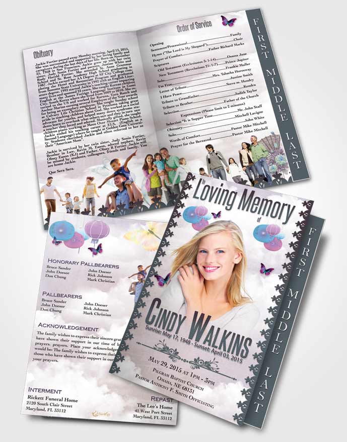 2 Page Graduated Step Fold Funeral Program Template Brochure Natural Elegance Euphoric Dreams