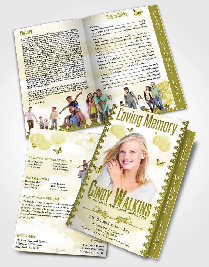 2 Page Graduated Step Fold Funeral Program Template Brochure Natural Elegance Woodland Spirit