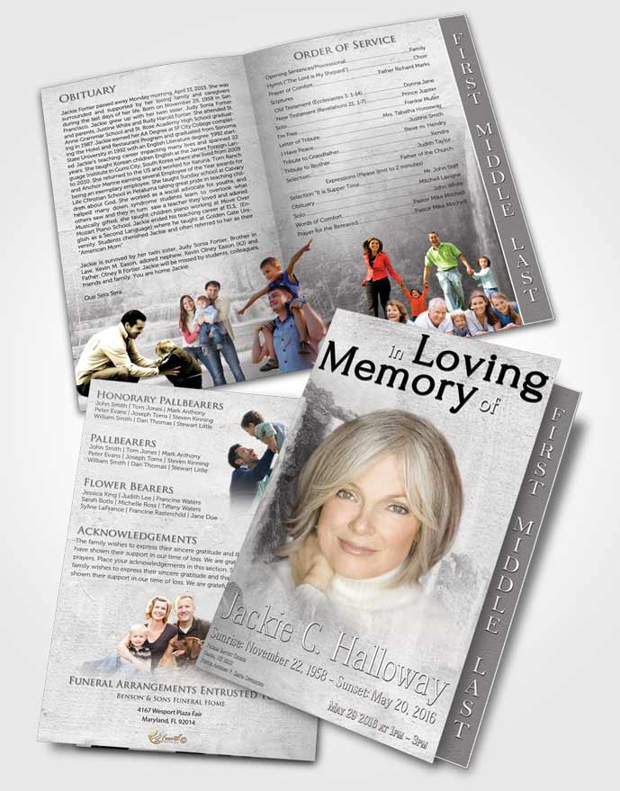 2 Page Graduated Step Fold Funeral Program Template Brochure Natures Free Waterfall