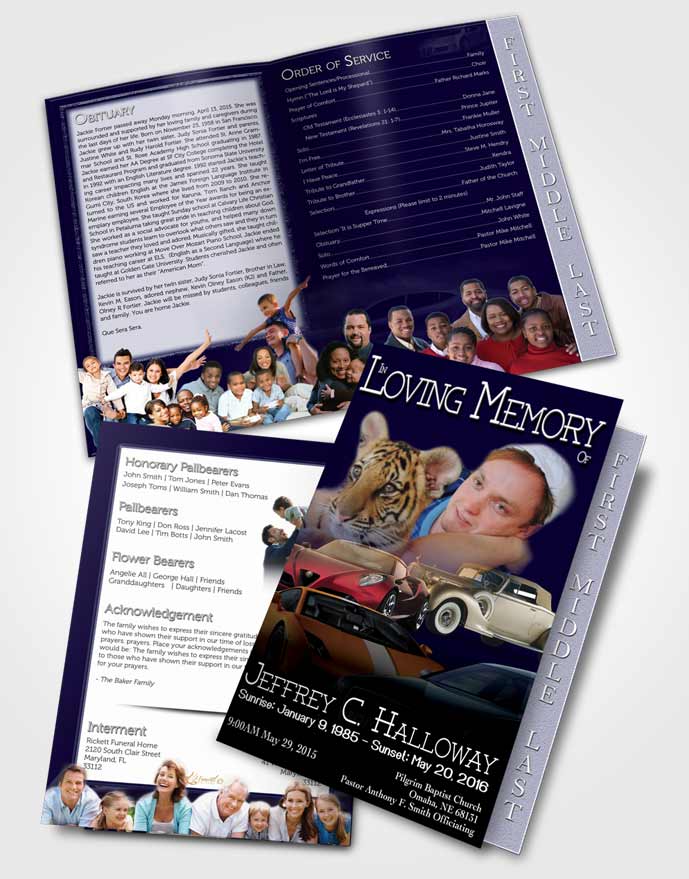 2 Page Graduated Step Fold Funeral Program Template Brochure Northern Blues Car Enthusiast