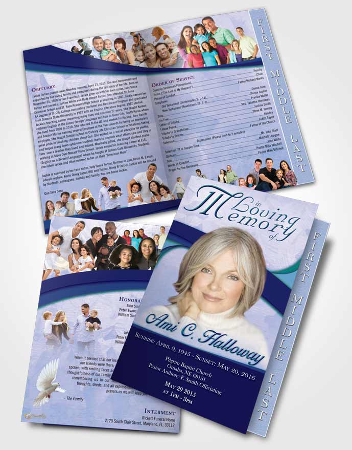 2 Page Graduated Step Fold Funeral Program Template Brochure Oceans Wisdom