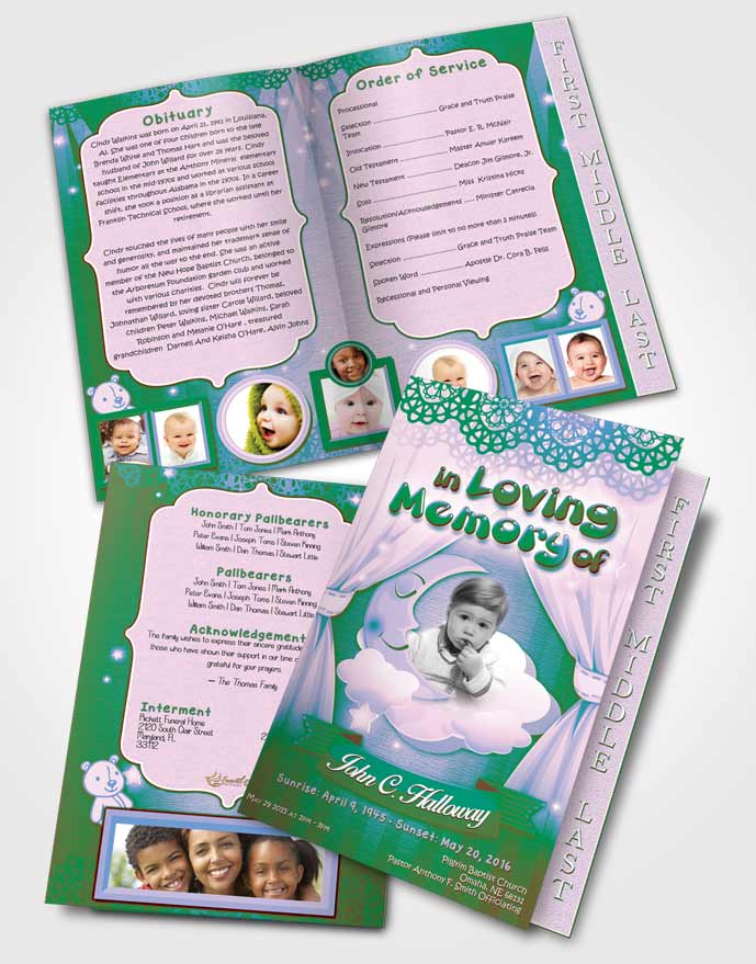 2 Page Graduated Step Fold Funeral Program Template Brochure Peaceful Childrens Innocence