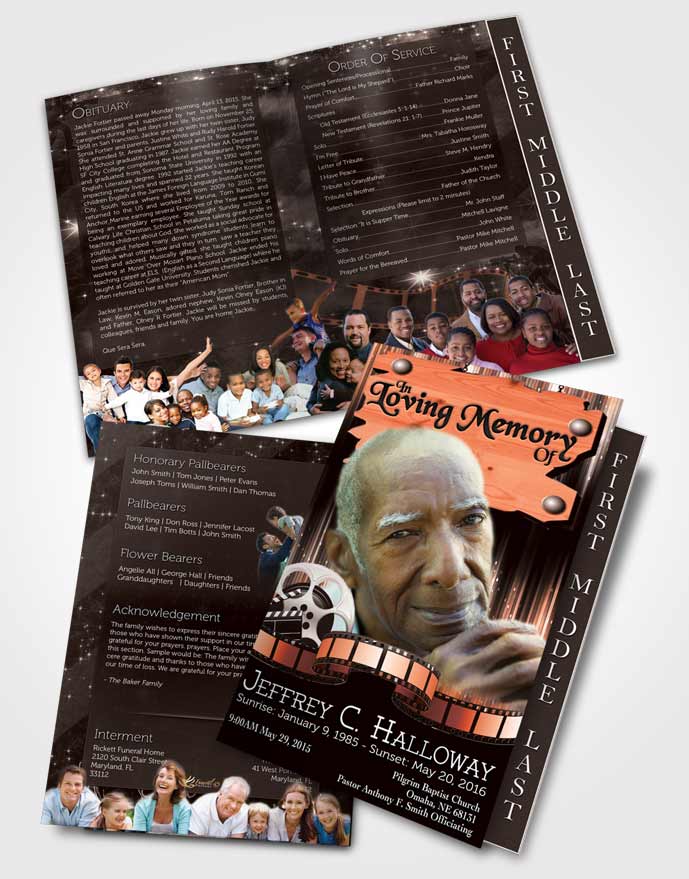 2 Page Graduated Step Fold Funeral Program Template Brochure Peachy Star Media Pro