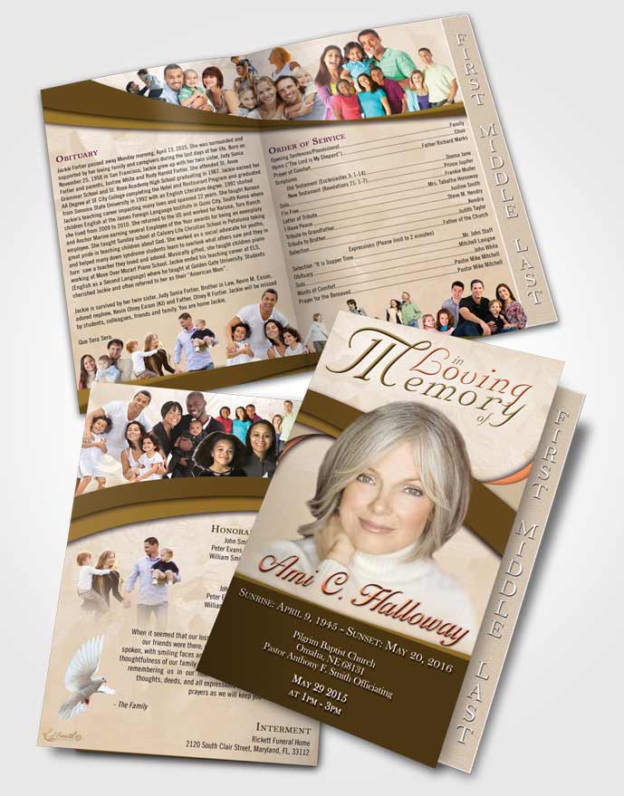 2 Page Graduated Step Fold Funeral Program Template Brochure Pink Love Wisdom