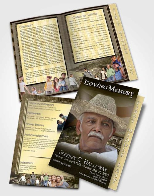 2 Page Graduated Step Fold Funeral Program Template Brochure Puerto Rican Emerald Waters