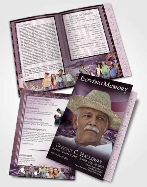 2 Page Graduated Step Fold Funeral Program Template Brochure Puerto Rican Lavender Waters