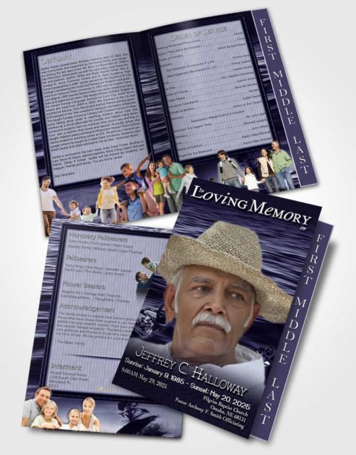 2 Page Graduated Step Fold Funeral Program Template Brochure Purple Mist Water Sports