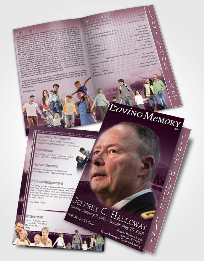 2 Page Graduated Step Fold Funeral Program Template Brochure Rubellite Summer Lake