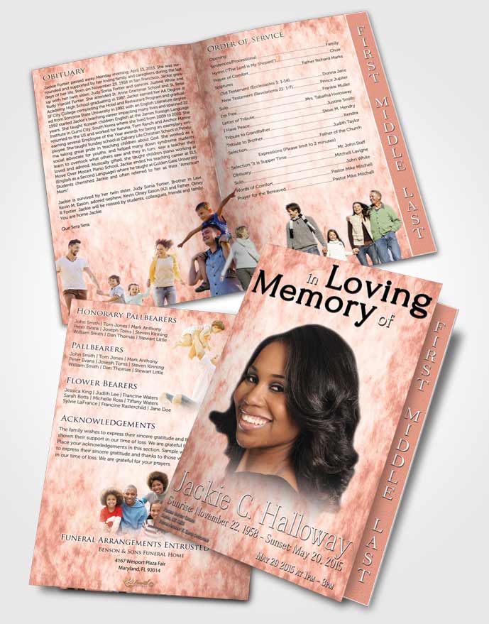 2 Page Graduated Step Fold Funeral Program Template Brochure Ruby Harmonics