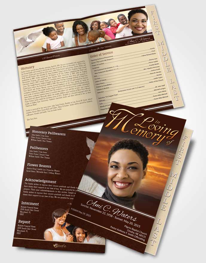 2 Page Graduated Step Fold Funeral Program Template Brochure Ruby Higher Power