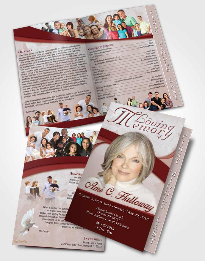 2 Page Graduated Step Fold Funeral Program Template Brochure Ruby Love Wisdom