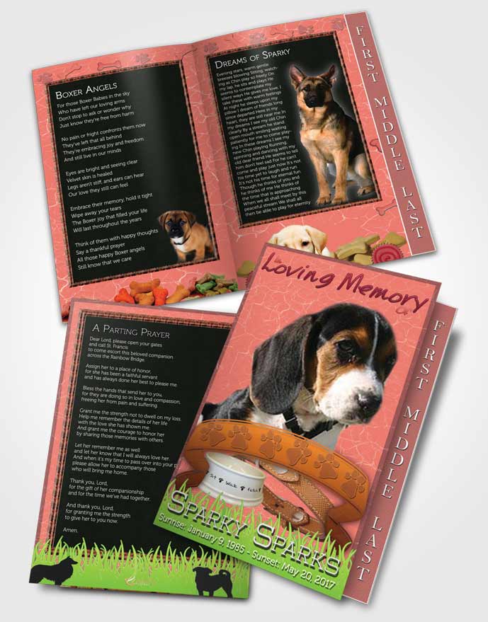 2 Page Graduated Step Fold Funeral Program Template Brochure Ruby Sparky the Dog