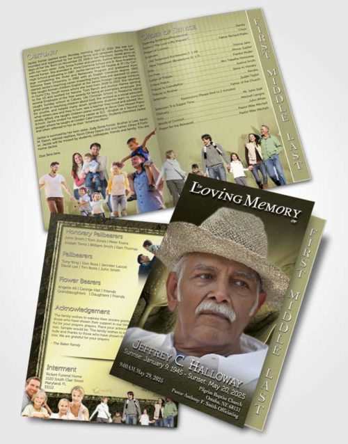 2 Page Graduated Step Fold Funeral Program Template Brochure Rustic Tulip Garden