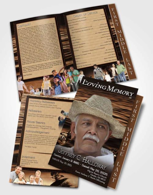 2 Page Graduated Step Fold Funeral Program Template Brochure Rustic Water Sports