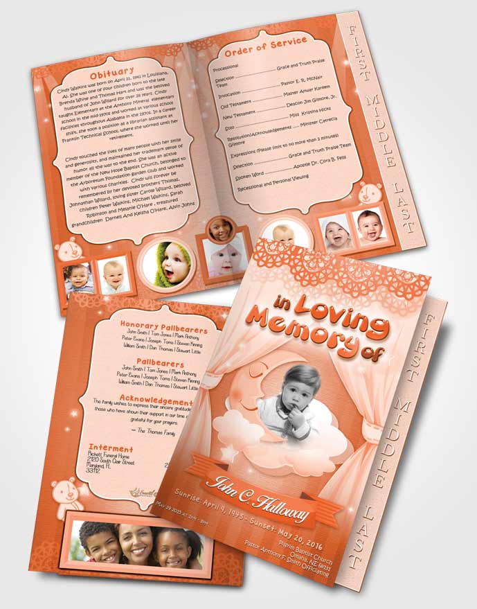 2 Page Graduated Step Fold Funeral Program Template Brochure Serene Childrens Innocence