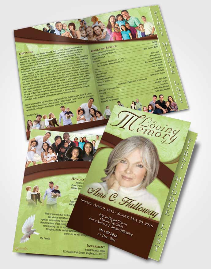 2 Page Graduated Step Fold Funeral Program Template Brochure Serene Wisdom
